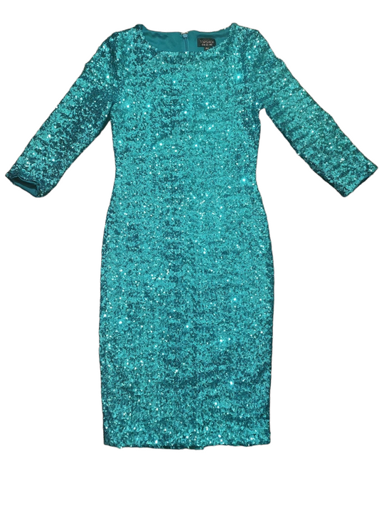 Topshop Turquoise Long Sleeve Sequin Dress Size 6